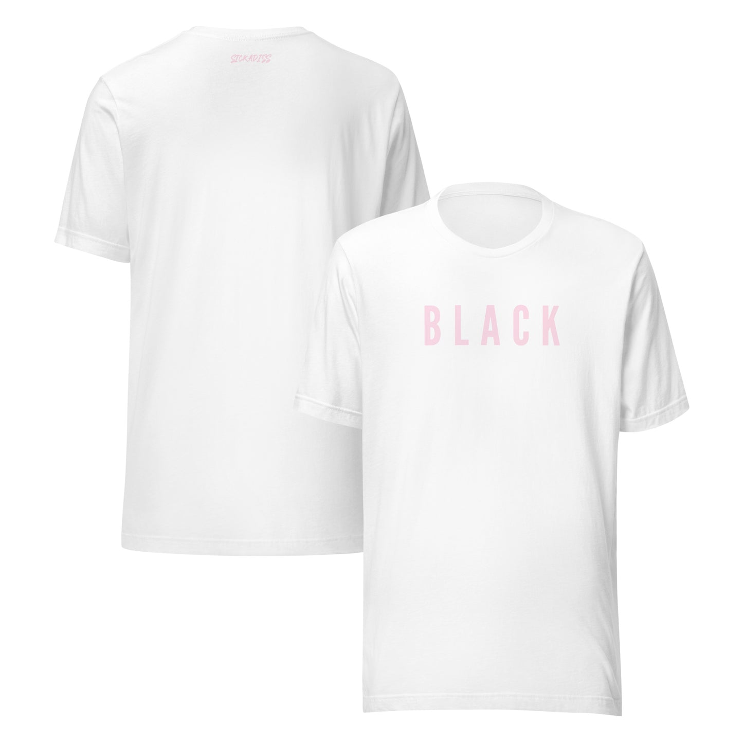 BLACK white unisex T-shirt front graphic