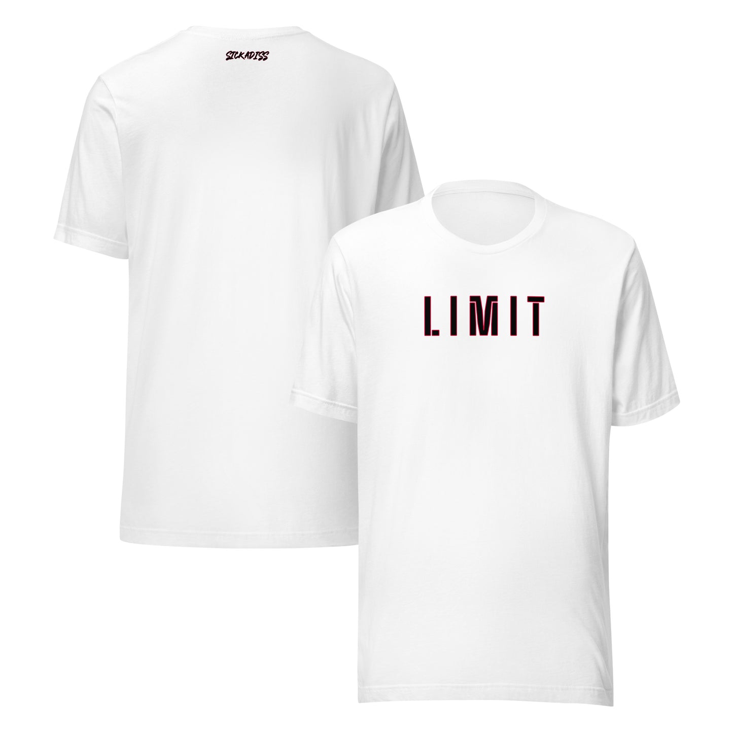 LIMIT white unisex T-shirt front graphic