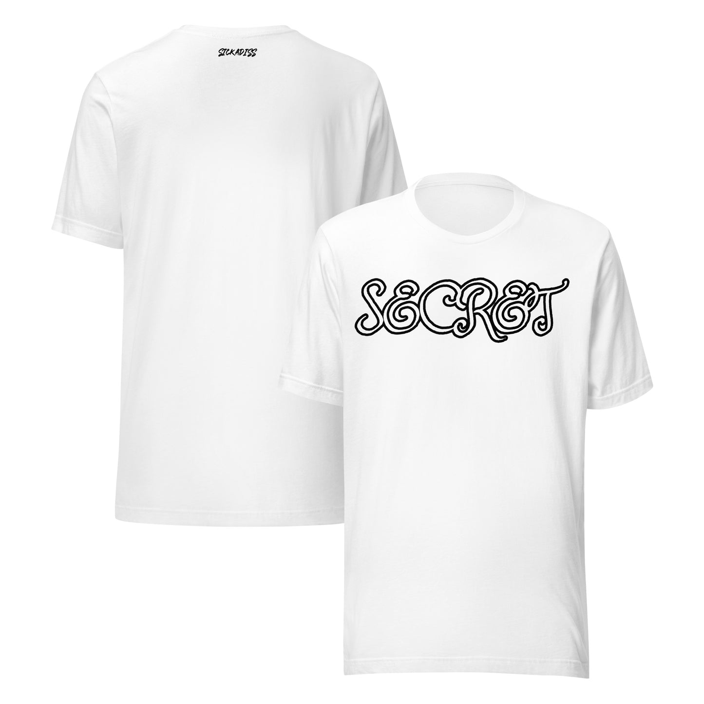 SECRET white unisex T-shirt front graphic