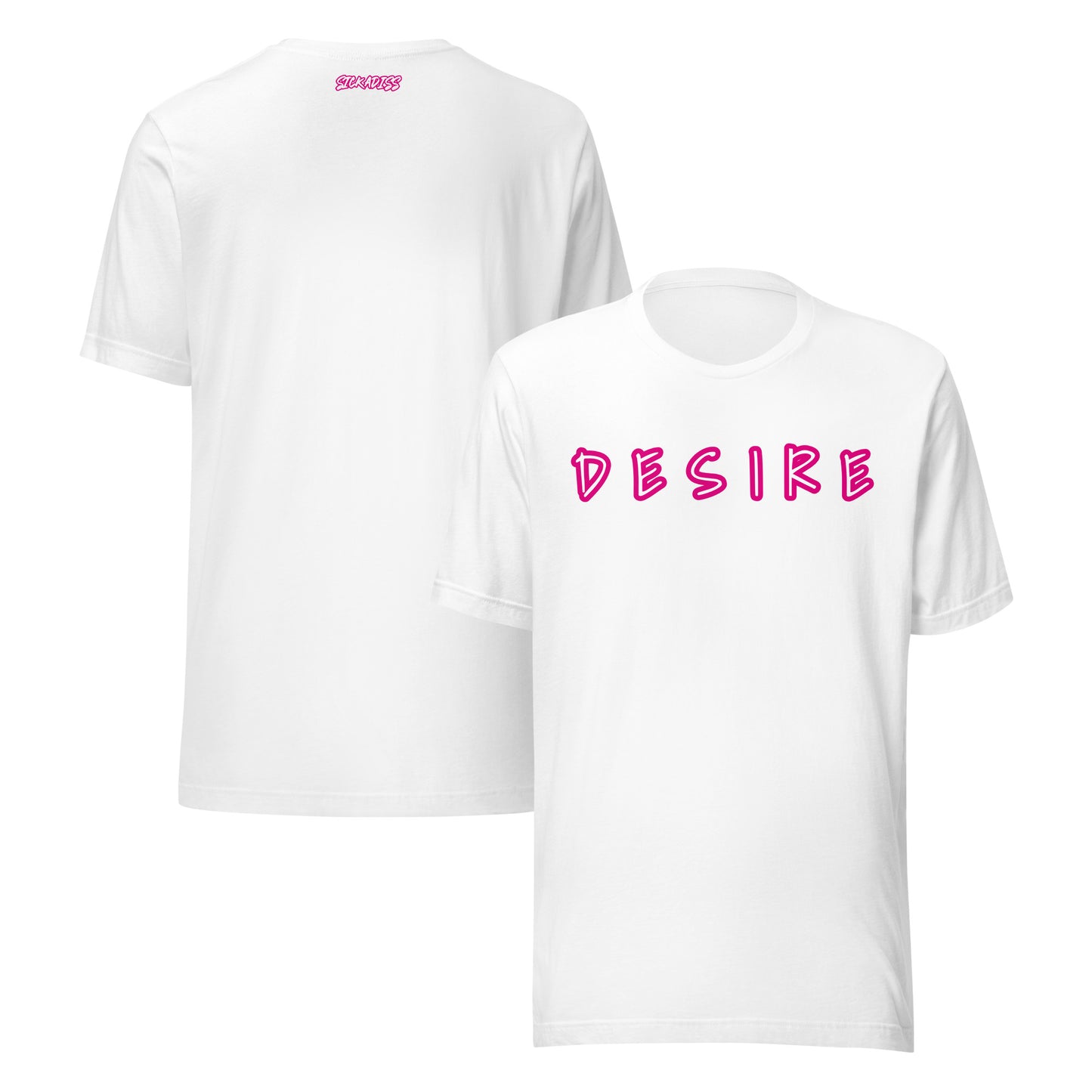 DESIRE white unisex T-shirt front graphic