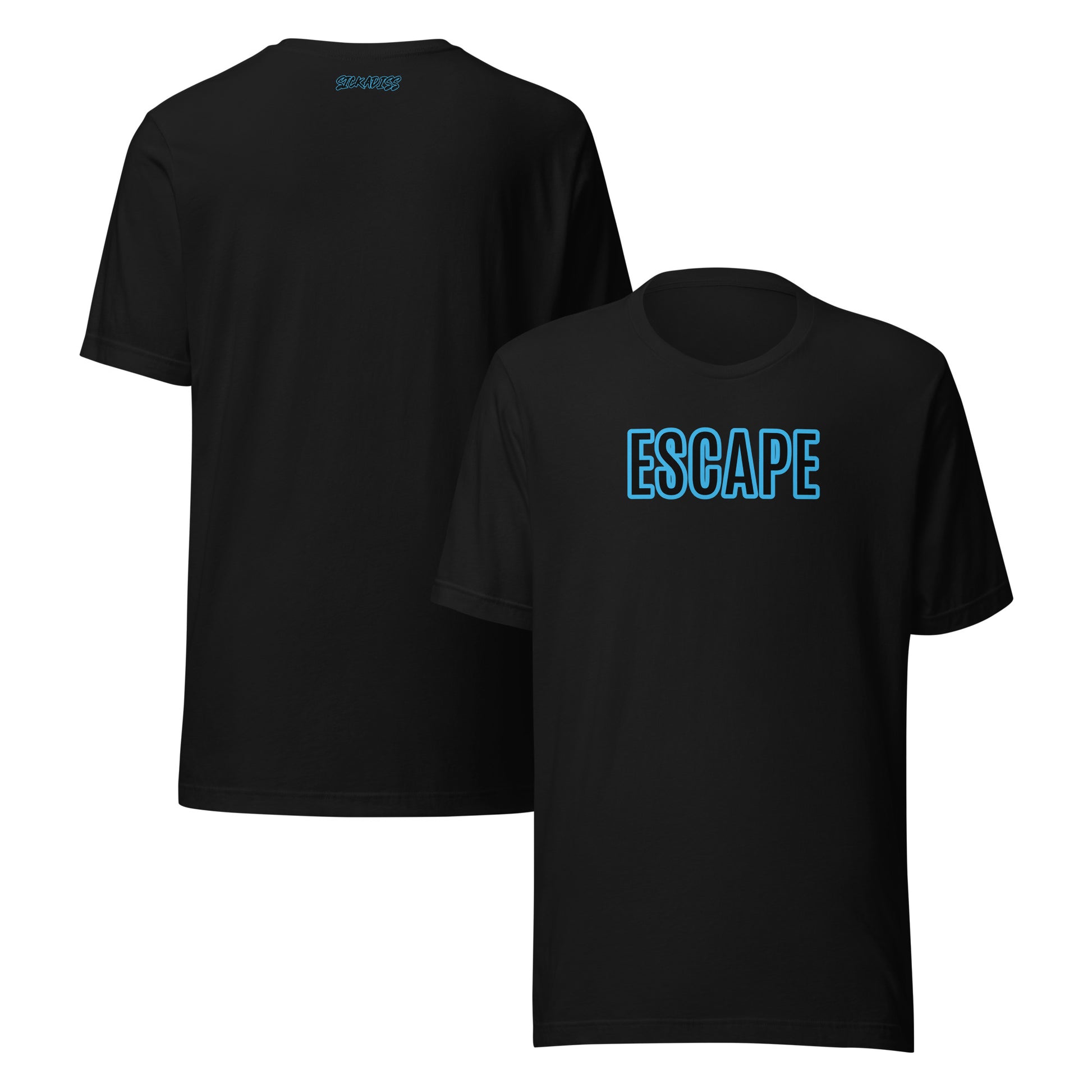 ESCAPE black unisex T-shirt front graphic