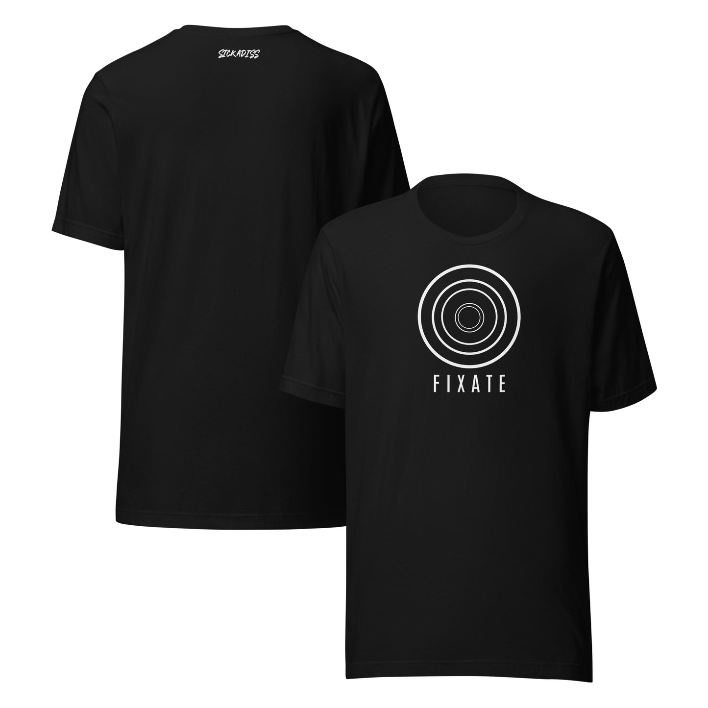 FIXATE black unisex T-shirt front graphic
