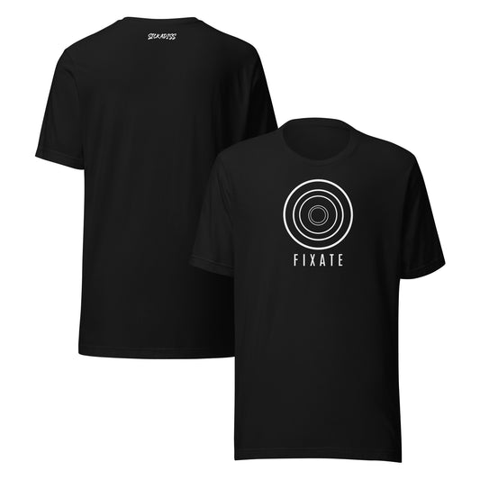 FIXATE black unisex T-shirt front graphic