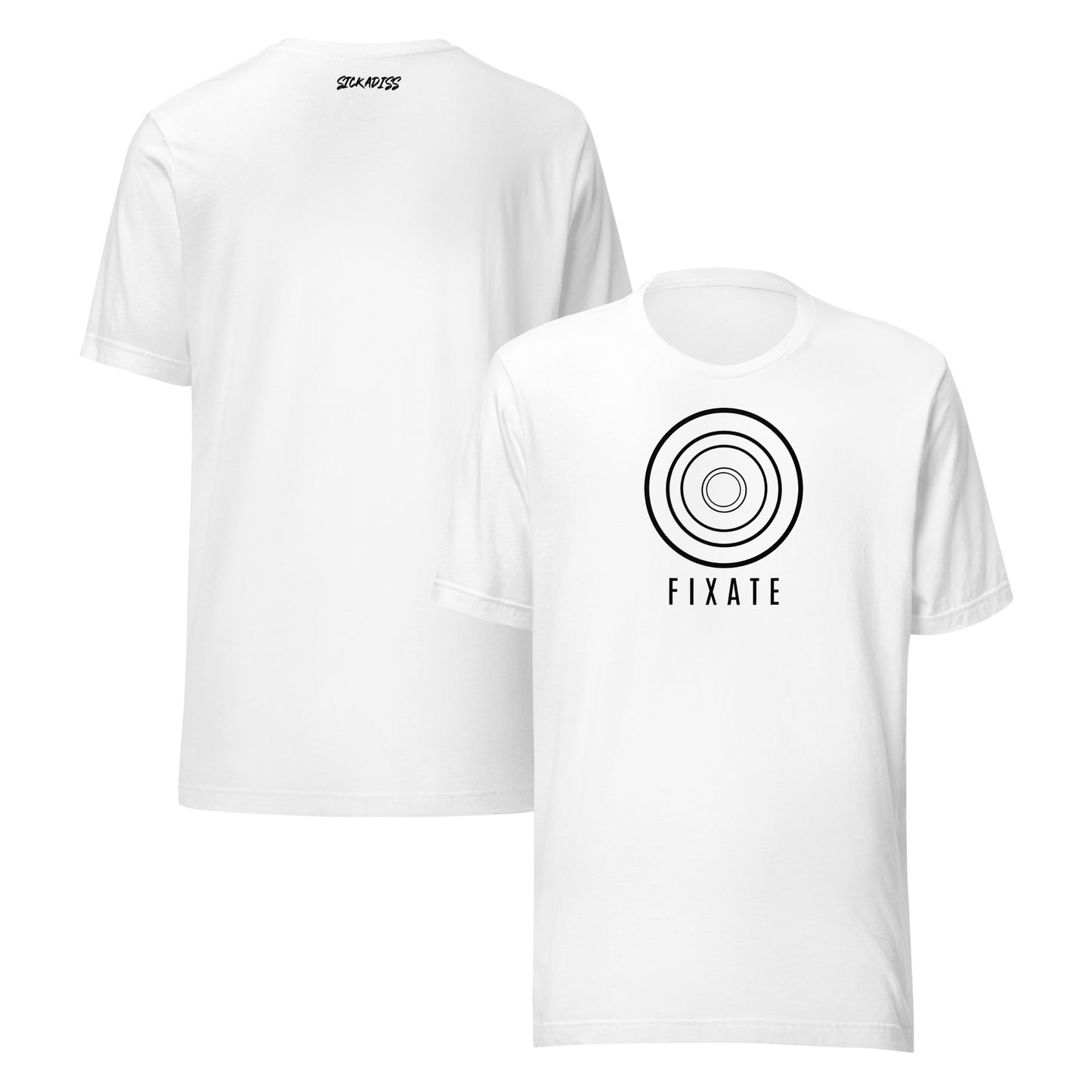 FIXATE white unisex T-shirt front graphic