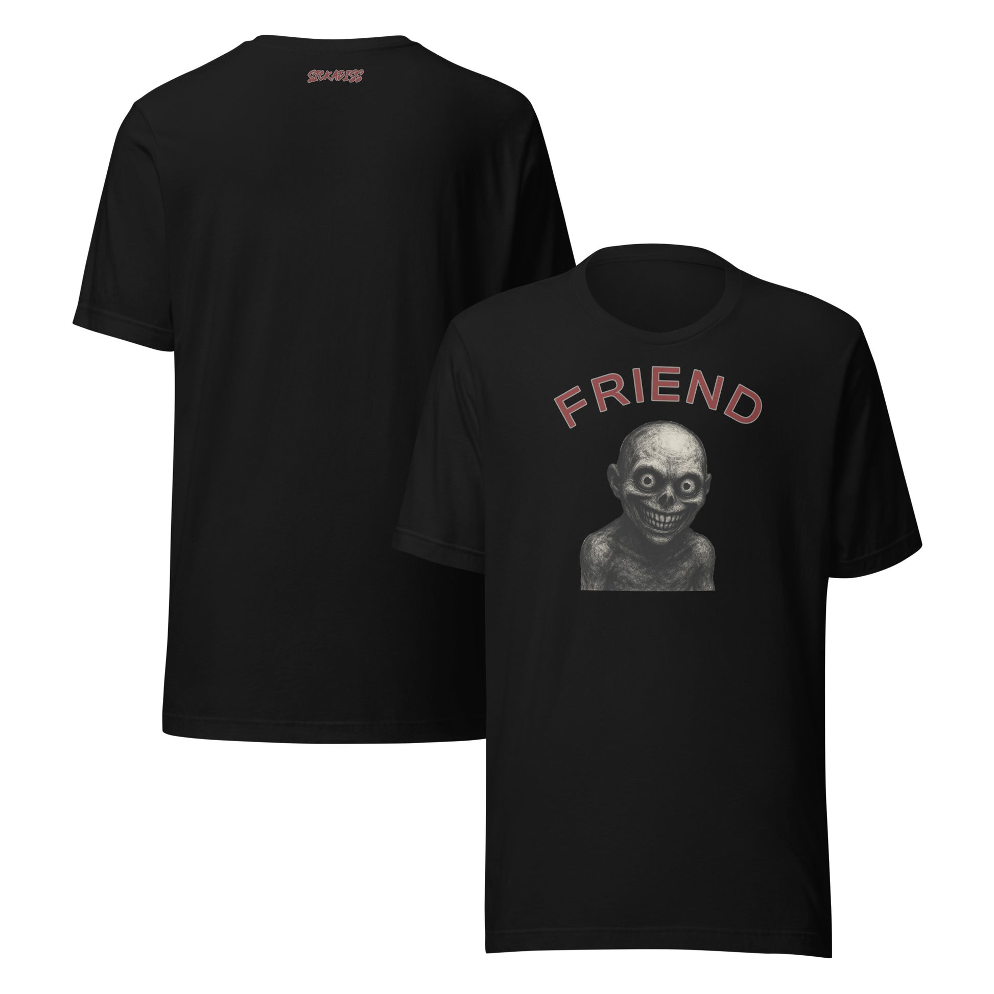 Friend black unisex T-shirt front graphic
