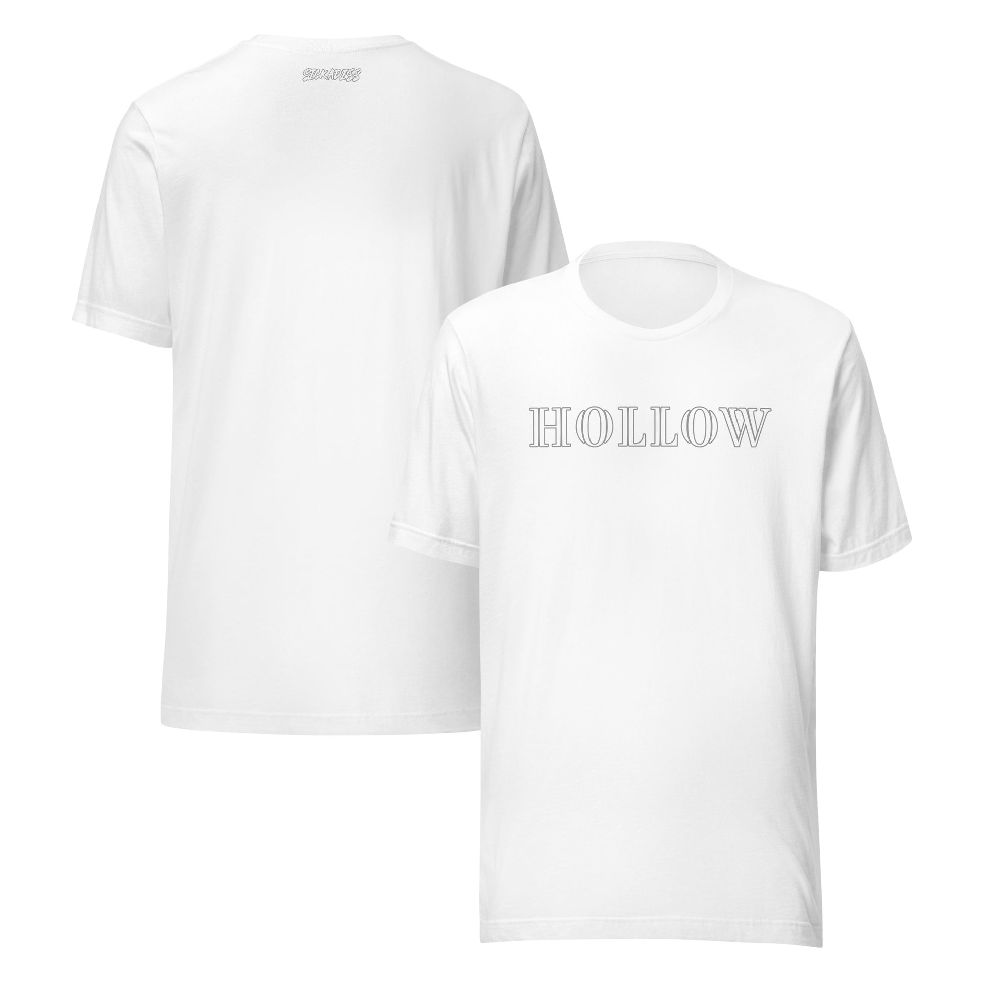 HOLLOW white unisex T-shirt front graphic