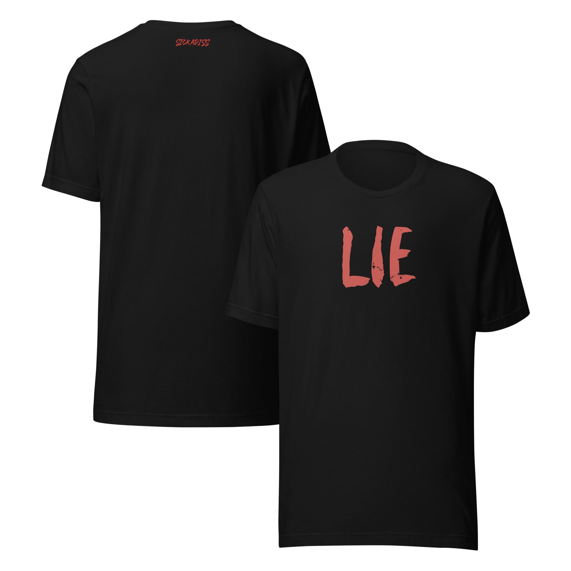 LIE black unisex T-shirt front graphic