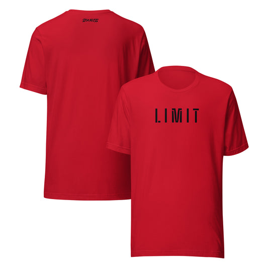 LIMIT red unisex T-shirt front graphic