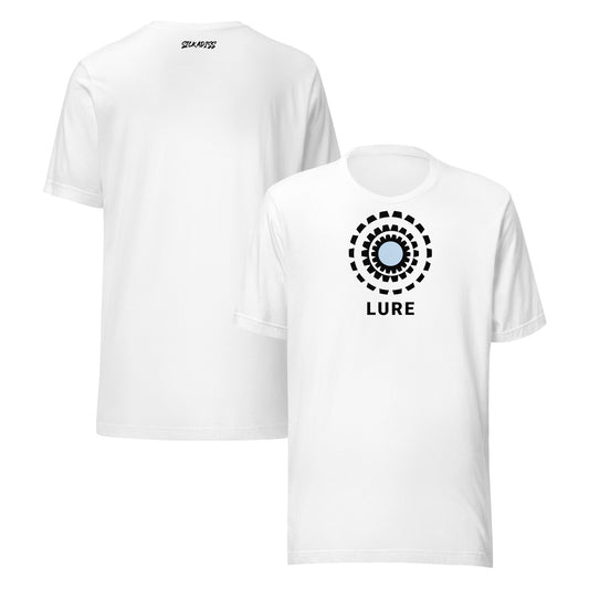 LURE blue unisex T-shirt front graphic