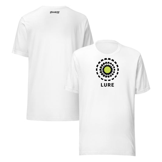LURE white unisex T-shirt front graphic
