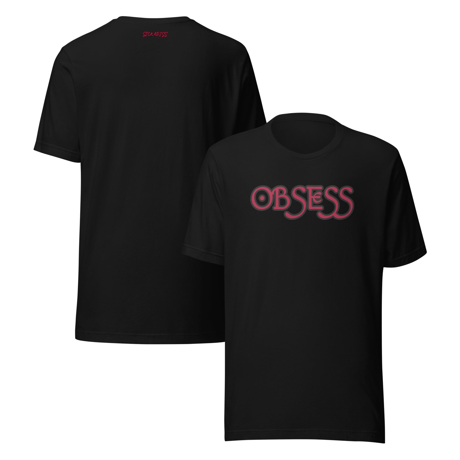 OBSESS black unisex T-shirt front graphic