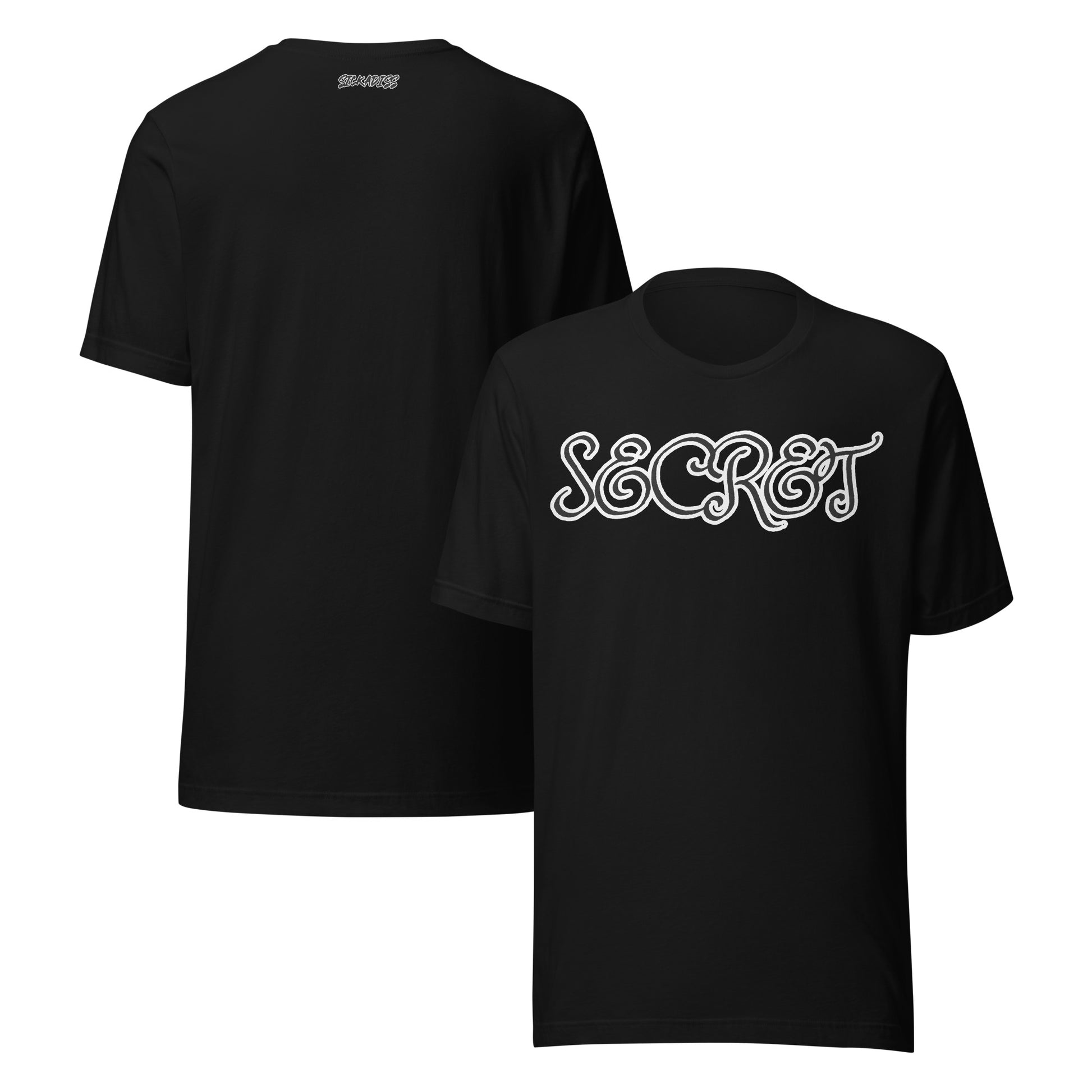 SECRET black unisex T-shirt front graphic