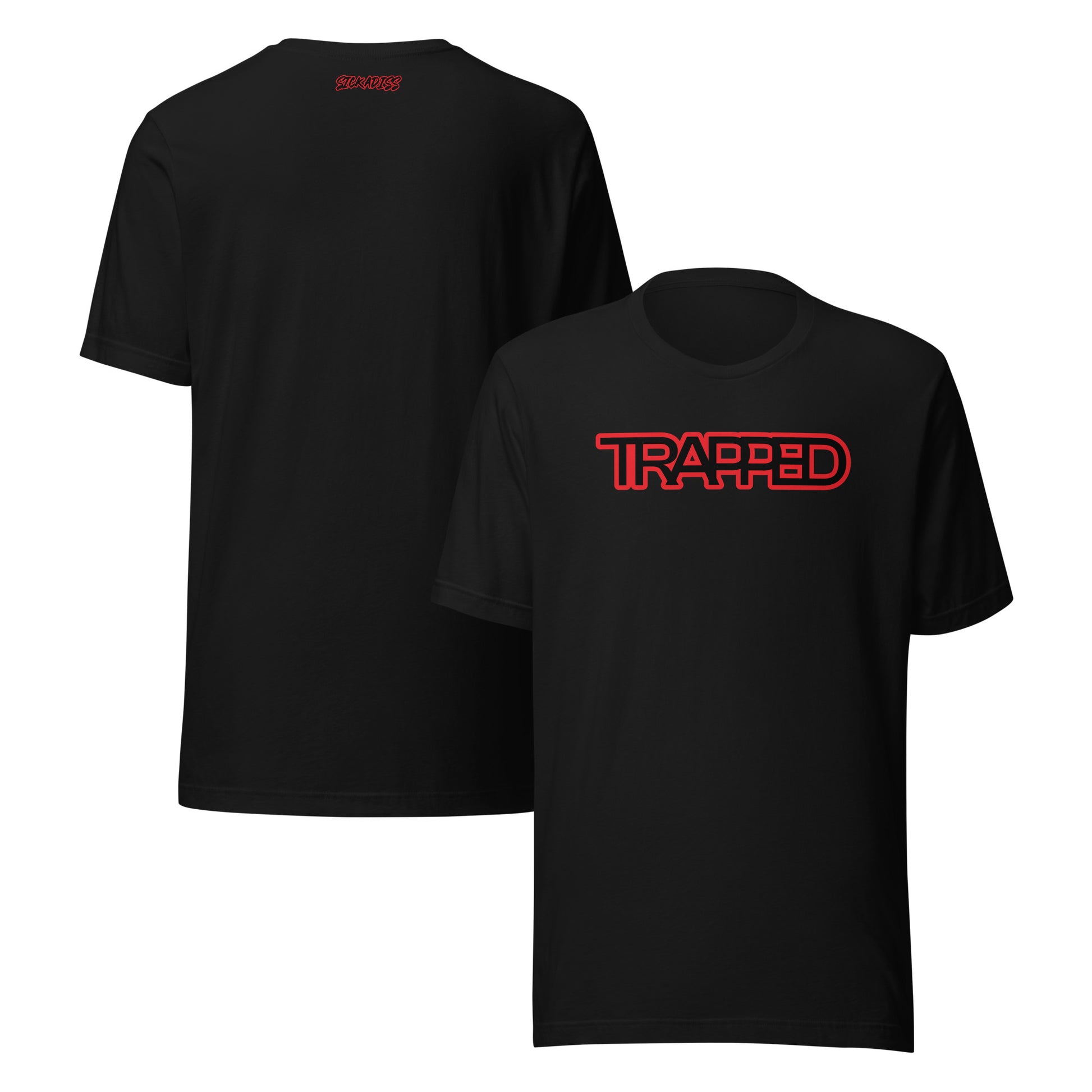 TRAPPED black unisex T-shirt front graphic