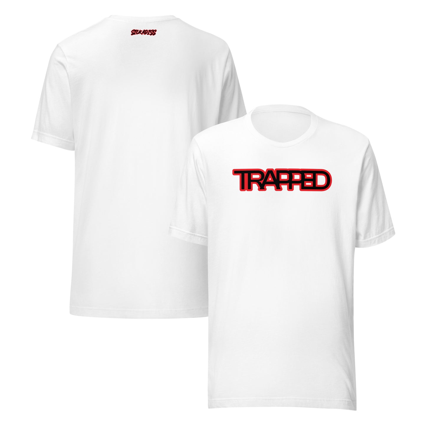 TRAPPED white unisex T-shirt front graphic